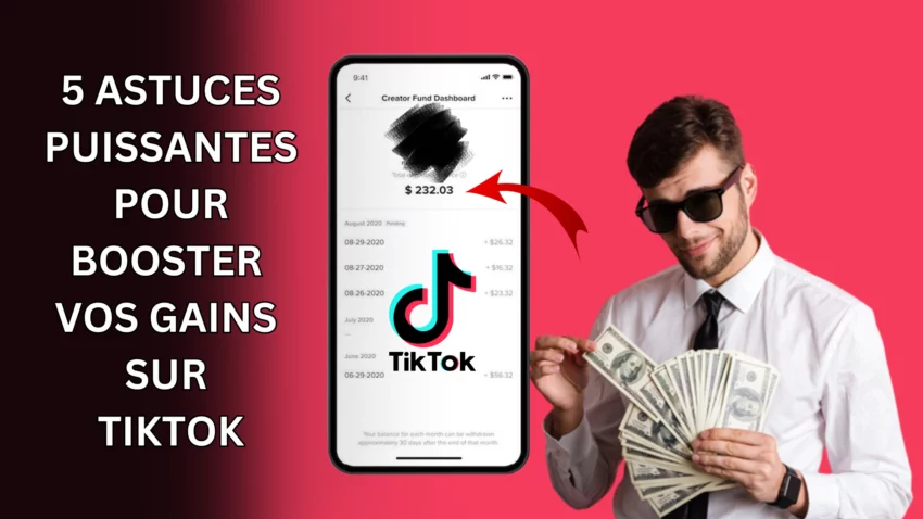 un homme qui gagne l'argent sur tiktok et qui montre son dashboard avec les gains