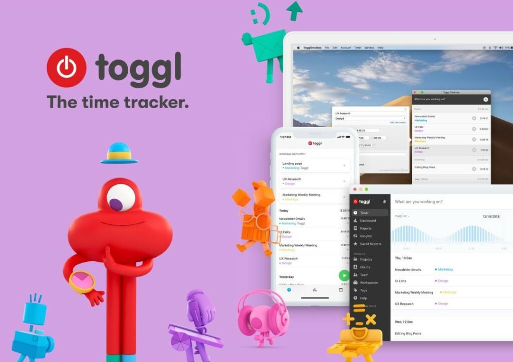 Toggl pour la Gestion du temps et suivi de la productivité