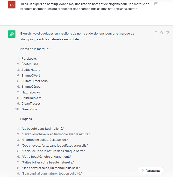 prompt chatgpt pour générer des noms et des slogans pour les marques et les entreprises